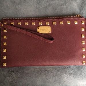 Michael Kors Sandrine Studded Large Zip Clutch